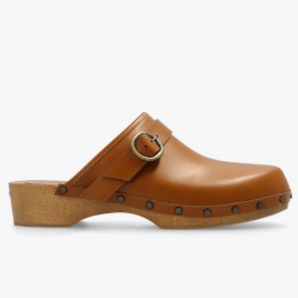 Isabel Marant Thalie Buckle Leather Brown clogs size 10 - Picture 4 of 14